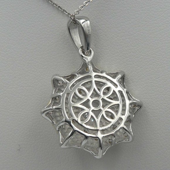 LUSTRO STELLA Swarovski Zirconia Cluster Pendant 20 inches - Picture 3 of 4